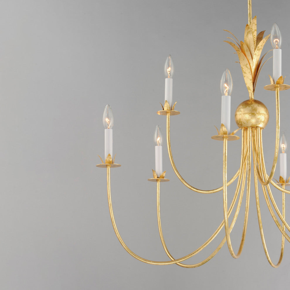 Maxim 2889 Paloma 9 Light 36"W Taper Candle Style Chandelier - Gold Leaf