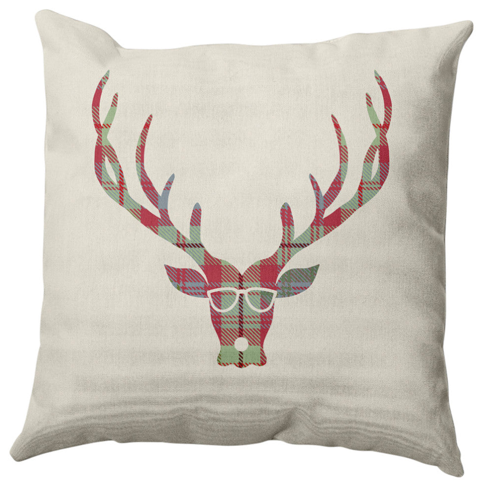 Cool Dude Holiday Reindeer Decorative Throw Pillow, Sage Green, 16"x16"