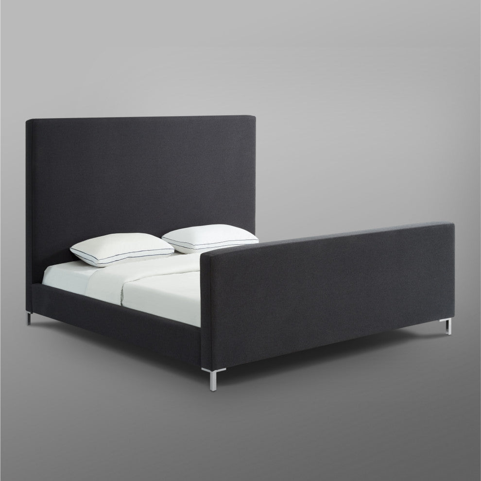 Aberdeen Upholstered  Platform Bed, Charcoal Linen, King