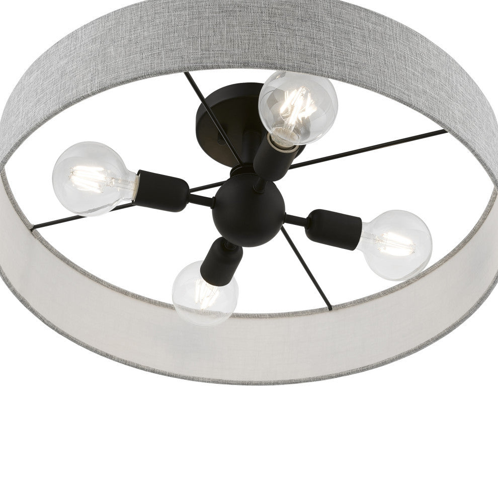 Elmhurst 4 Light Black Large Semi-Flush