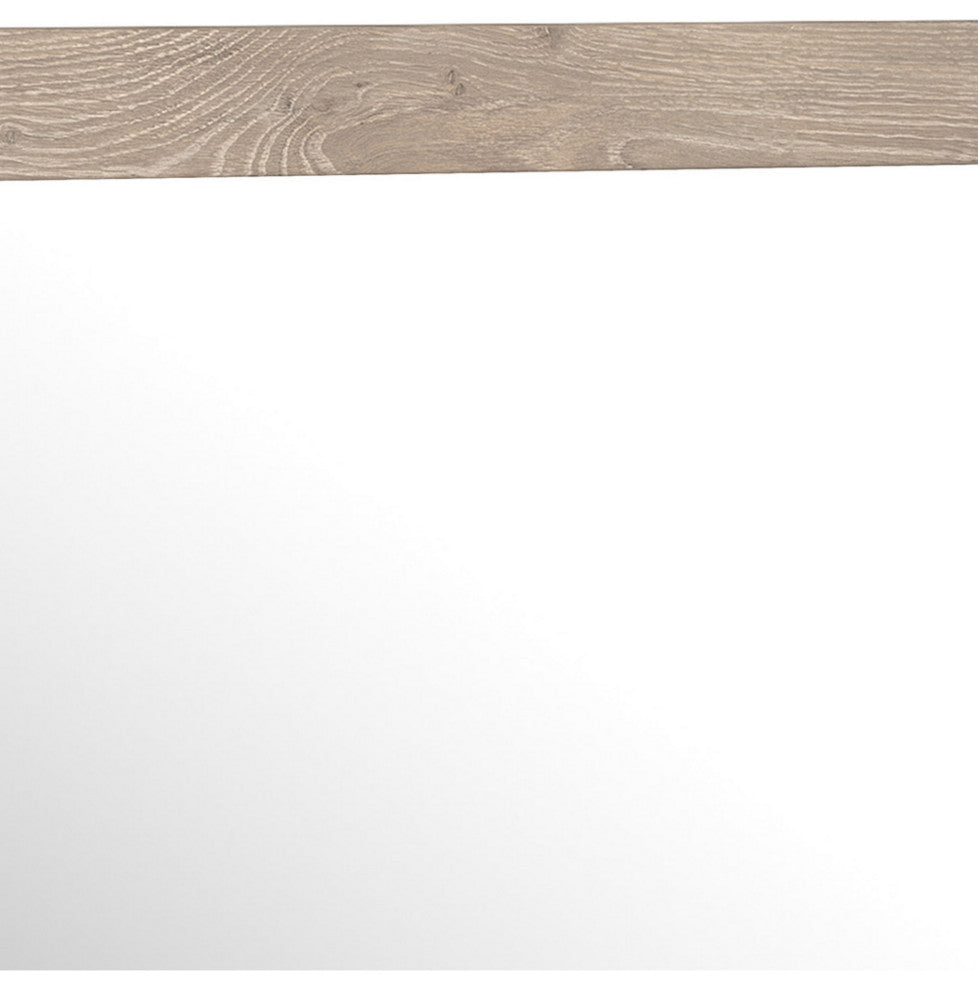 Benzara BM241904 Bedroom Mirror With Grains and Rectangular Encasing, Oak Brown