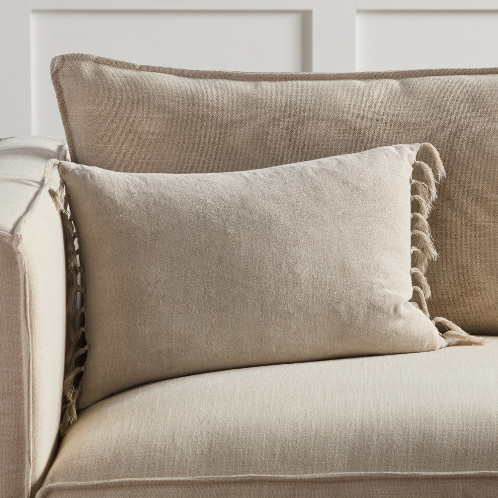 Jaipur Living Majere Solid Light Gray Poly Fill Pillow 13"X21" Lumbar