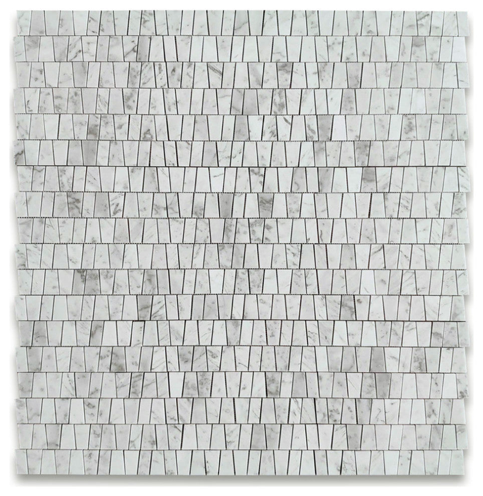 Carrara White Marble Trapezoid Trapazloidal Wall Floor Tile Polished, 1 sheet