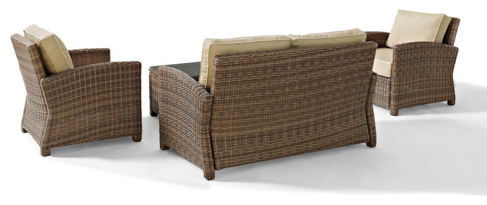 Bradenton 4-Piece Outdoor Wicker Seating Set With Sand Cushions