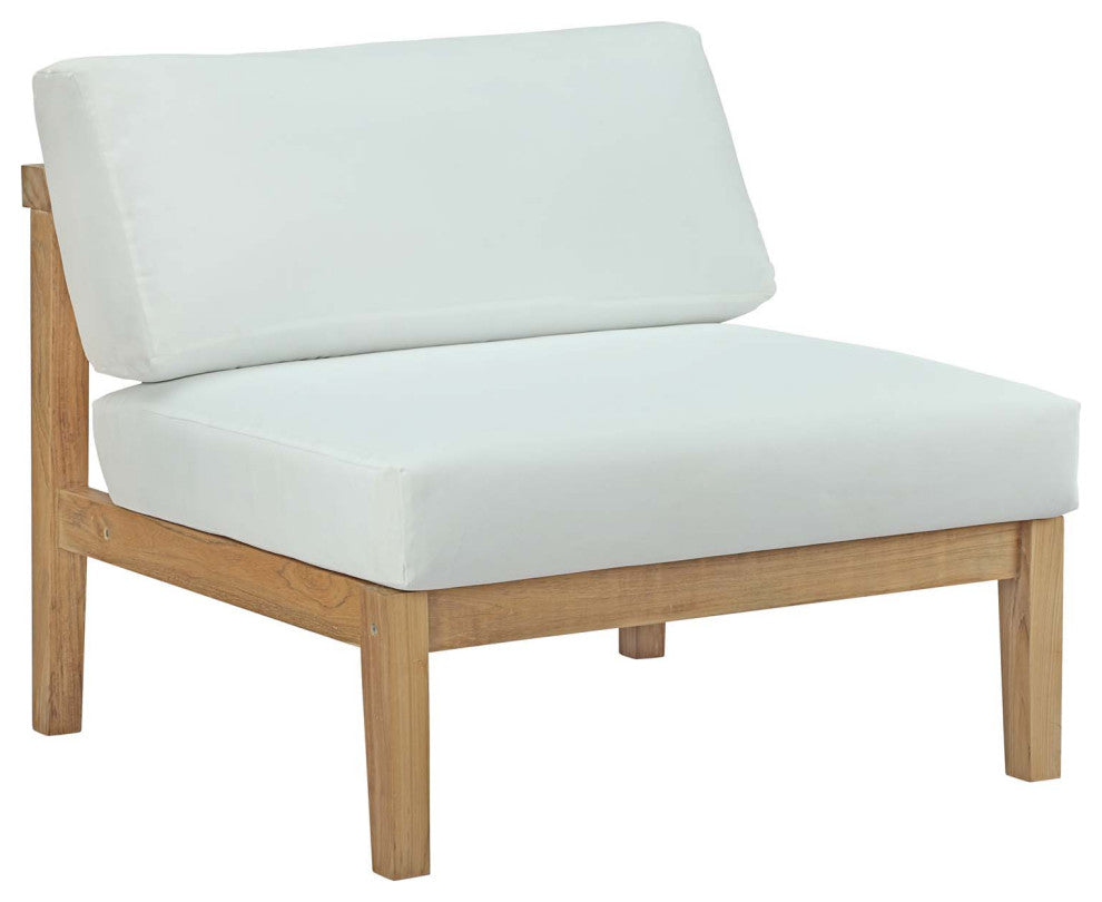 Natural White Bayport Outdoor Patio Teak Armless