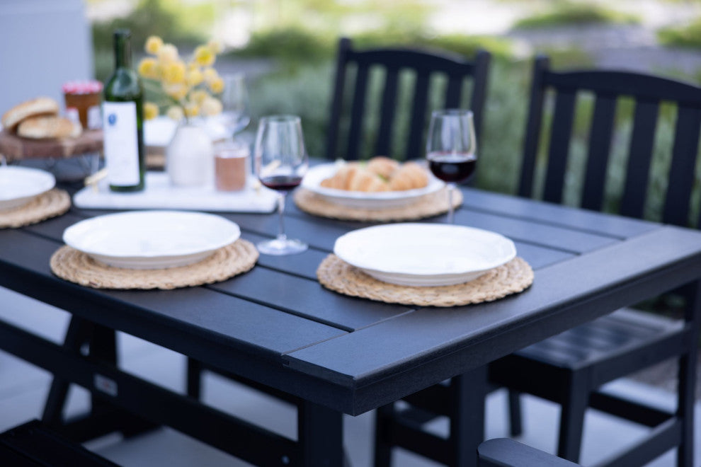 LuXeo Tuscany HDPE Swivel Dining Set, Black, 6-Piece