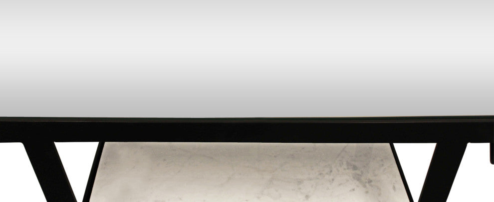 Jonah Bar Console With Mirror Top and Marble Shelves