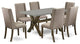 X796Fl716-7, 7-Piece Small Table Set, 6 Chairs and Dinner Table Hardwood