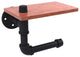 Pipeline Toilet Paper Holder with Wood Shelf, Matte Black