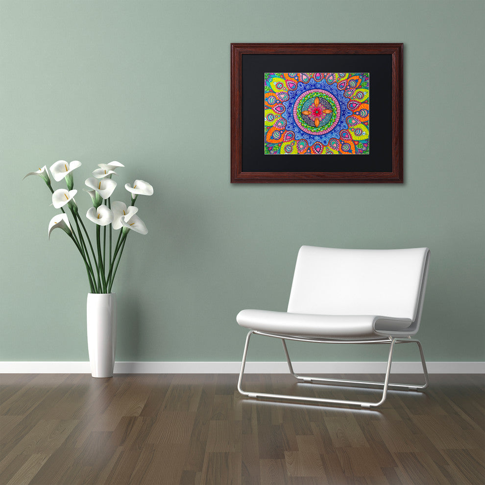 Hello Angel ''Mardi Gras Mandala'' Art, Wood Frame, Black Mat, 14x11