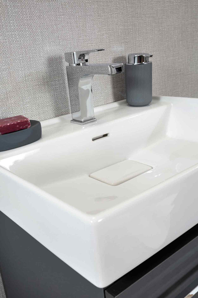 Vita Collection Gray Bathroom Vanity With Sink, Mirror, Countertop, 24