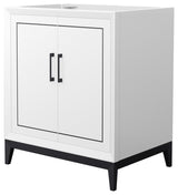 Marlena 30" Single Vanity, No Top, No Sink, Black Trim