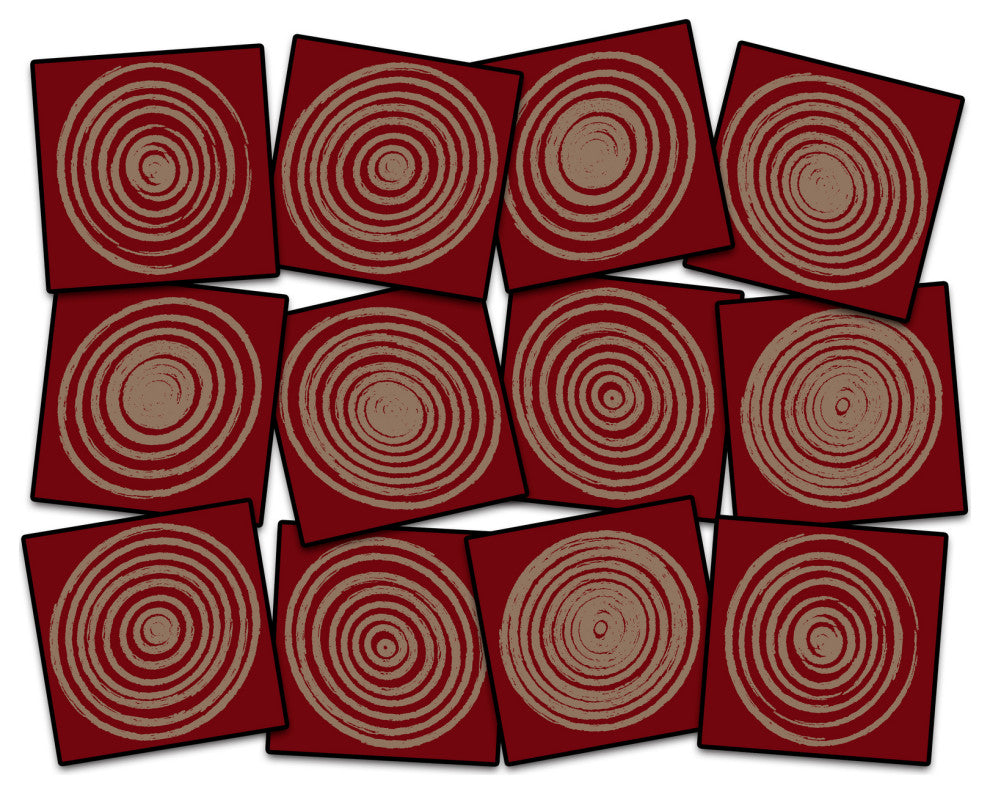 Flagship Carpets CW1858-15S12 Circles Brick, Set of 12
