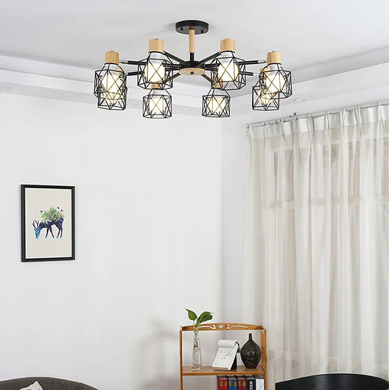 Lancy | Modern Creative Wooden Ceiling Chandelier for Living Room, Bedroom, White, 6 Lights