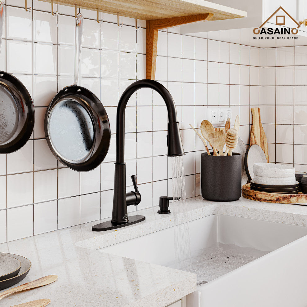 Single-Handle Pull Down Sprayer Kitchen Faucet with Touchless Sensor, Matte Black