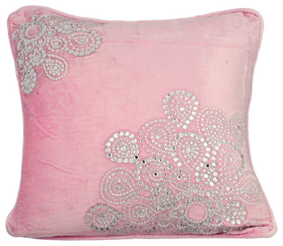 Pink Decorative Throw Pillow Covers 16"x16" Velvet Cushion Covers - Crystal Fun