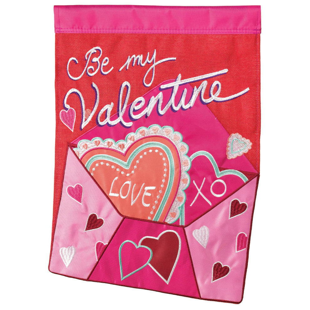 Flag  Double Applique  Be My Valentine Burlap  Garden