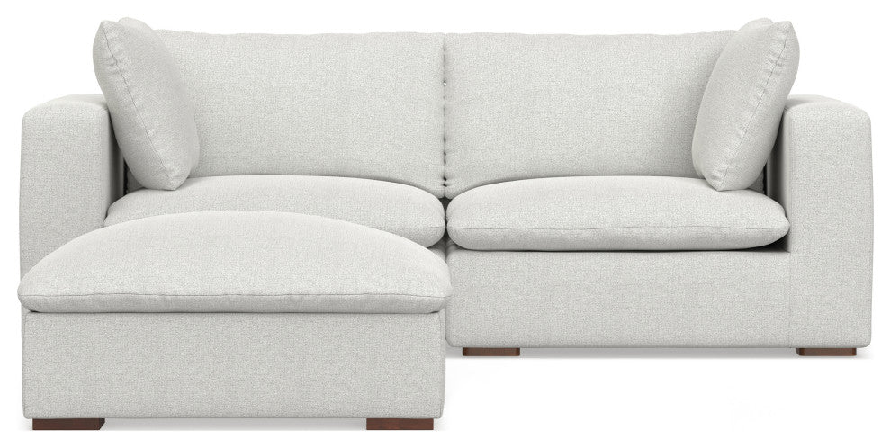 Jasmine 2-Seater Modular Sofa and Ottoman Set in Performance Fabric, Cloud Gray