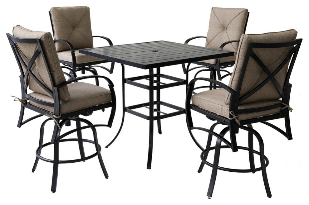 Sinclair 5-Piece Bar Set With 42" Square Bar Table and 4-Stools