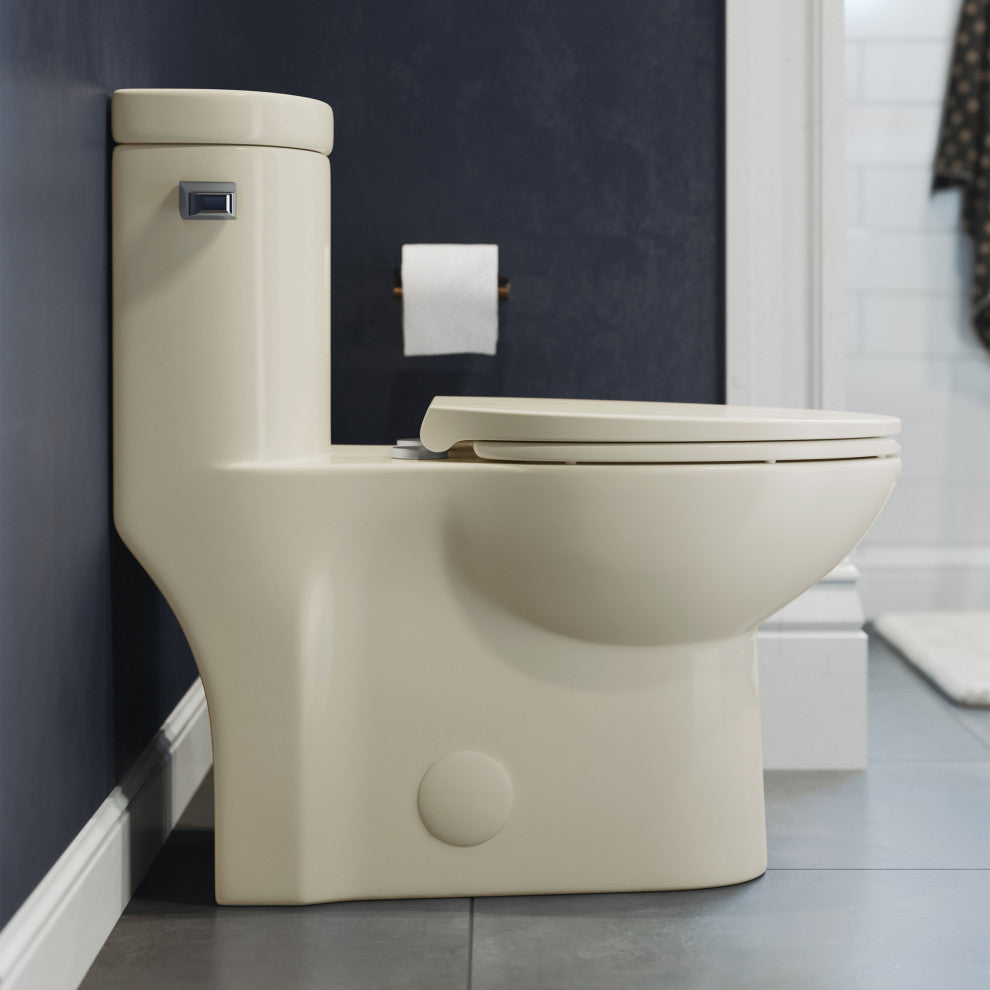 Sublime One Piece Elongated Toilet, Bisque, Single Flush