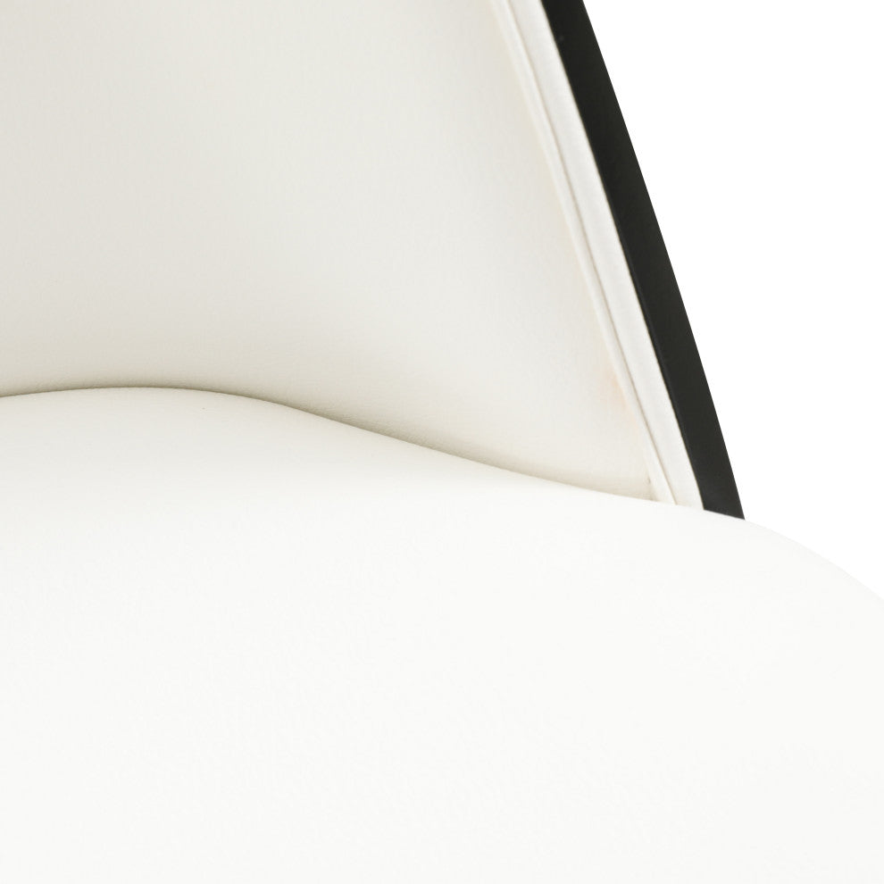 LeisureMod Tule Dining Side Chair With Upholstered Seat and Steel Frame, Black/White