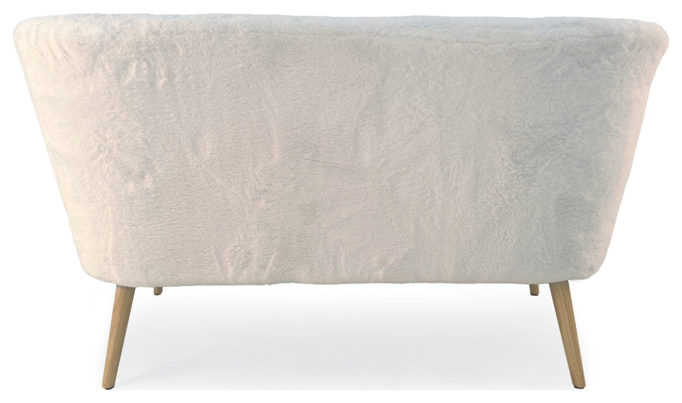 White Faux Fur Bench