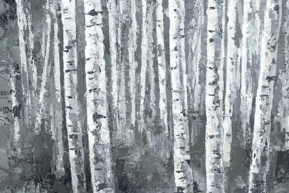 "Dusky Tree Trunk Forest" Painting Print on Wrapped Canvas, 45"x30"