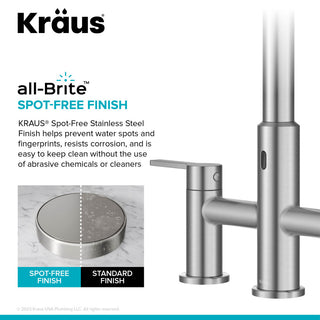 KRAUS Oletto Touchless Sensor Bridge Kitchen Faucet w Pulldown Sprayhead SFS