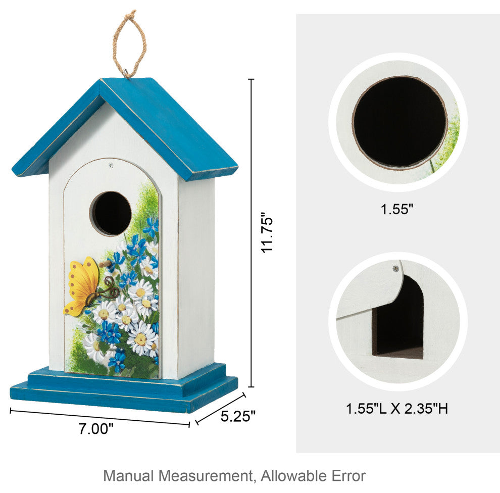 Distressed Solid Wood Daisy Birdhouses