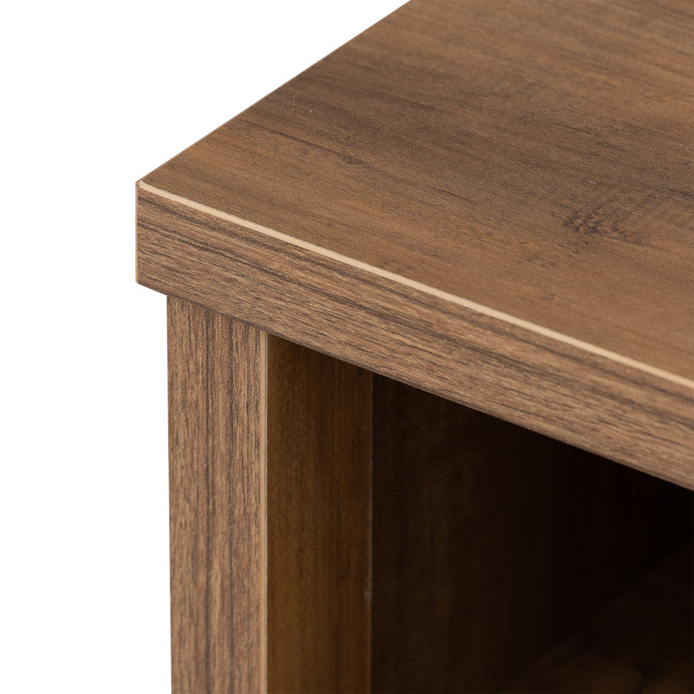 Melamine Board Nightstand with Door and Exterior Shelves