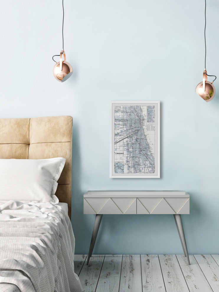 "Map of Chicago" Framed Painting Print, 30x45