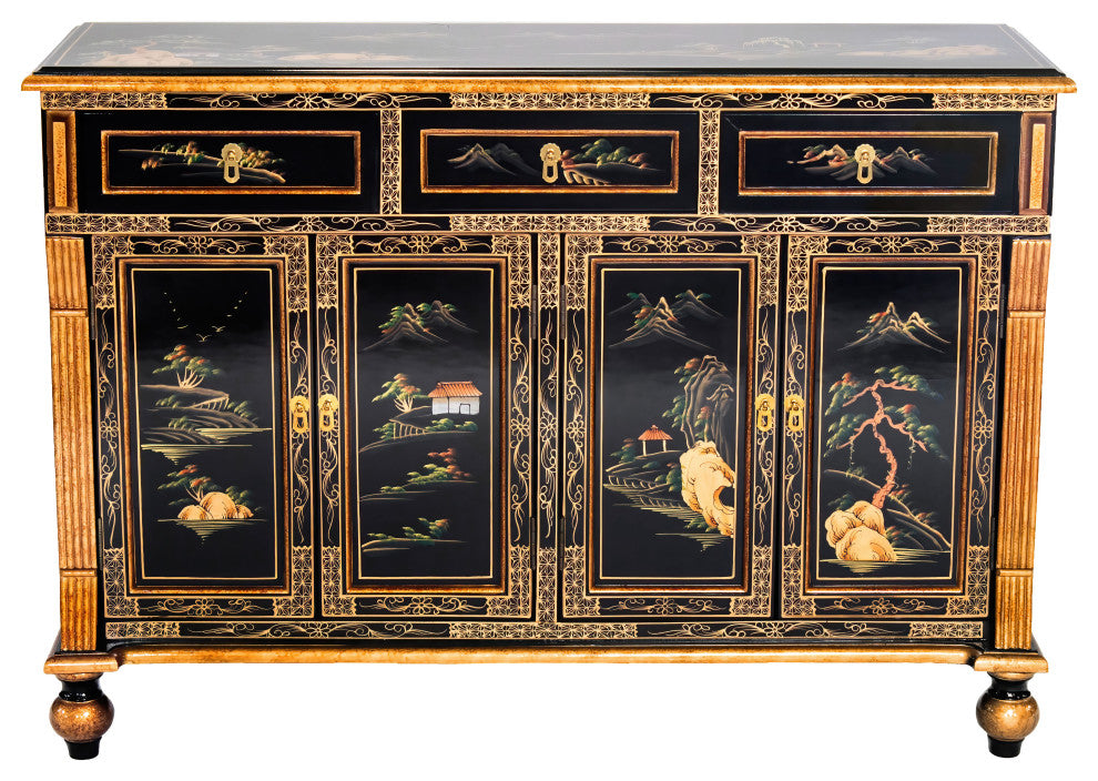 Black Lacquer Sideboard Landscape