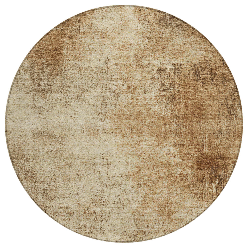 Machine Washable Indoor/Outdoor Chantille ACN1903 Beige 8' x 8' Round Rug