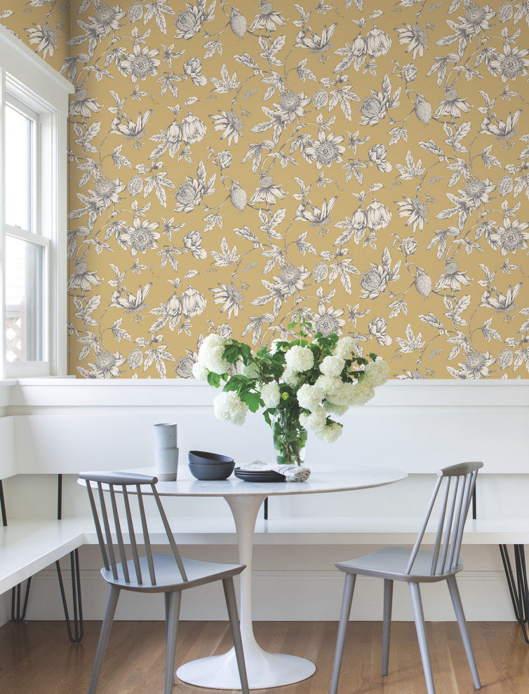 Passion Flower Toile Harvest Wallpaper