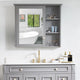 Solid Wood Bathroom Medicine Cabinet With Silver Coated Mirror, Titanium Grey, 34"x30"