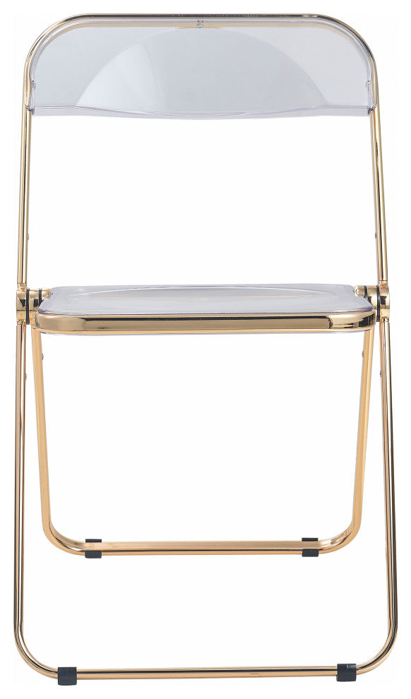 Lawrence Acrylic Folding Chair With Gold Frame, Clear