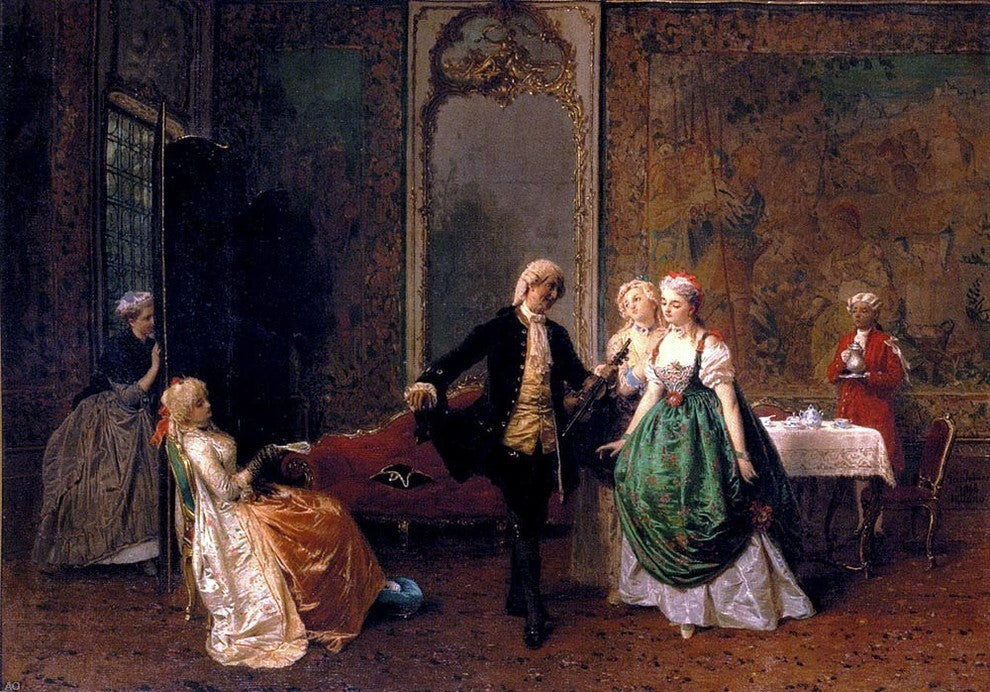 Domenico Induno The Dancing Lesson, 18"x27" Wall Decal