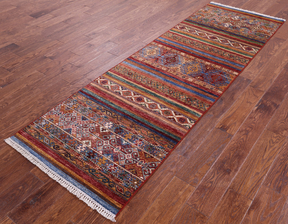 2' 9" X 8' 6" Runner Khorjin Super Kazak Handmade Wool Rug Q11242