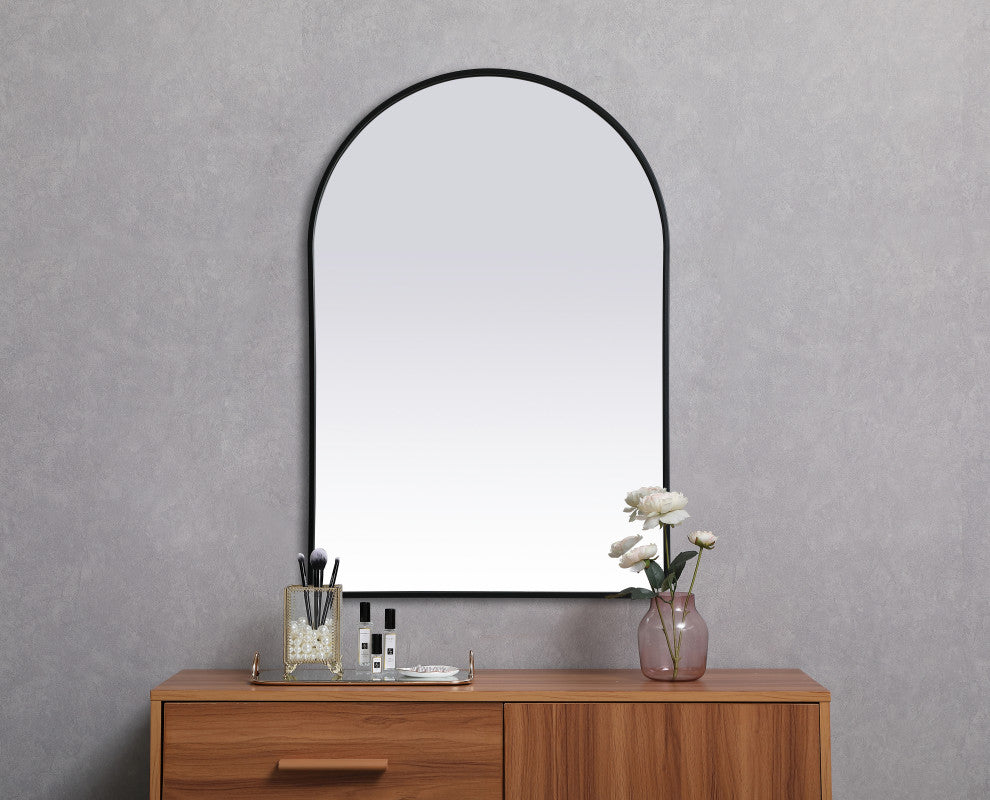 Metal Frame Arch Mirror 27X40 Inch, Black