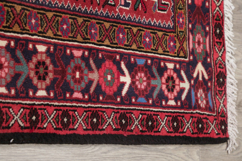 Consigned, Vintage Oriental Traditional Persian Hand-Knotted Area Rug, Red, 5x13