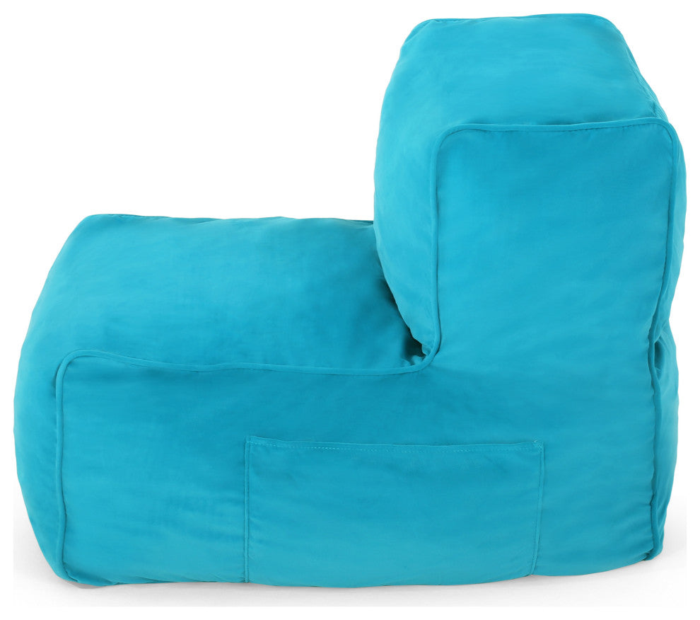 Caraway Modern Velvet Bean Bag Chair, Teal