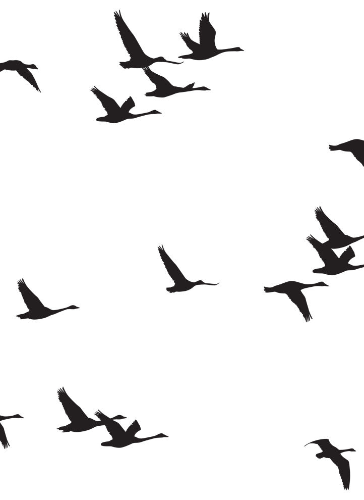 Soaring Birds Peel and Stick Vinyl Mural, Black, 24"w X 96"h, 6 Panel Set