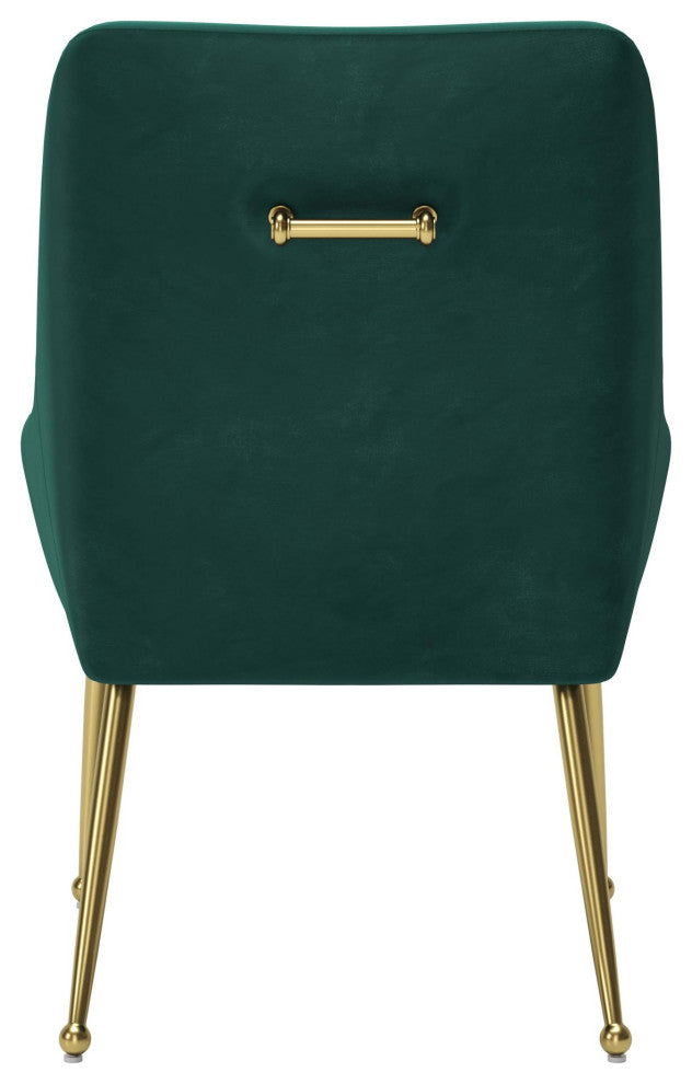 Side Dining Chair, Steel Metal, Fabric, Green, Gold, Bar Kitchen Cafe Bistro