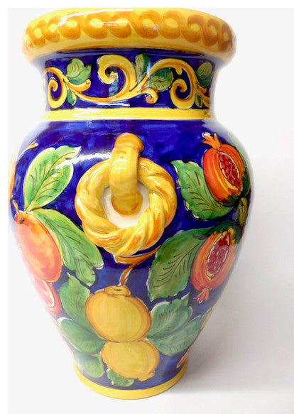 Sicilian Ceramiche Artistiche La Giara Large Orcio Vase With Fruit