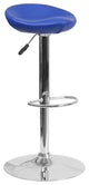 Contemporary Vinyl Adjustable Height Barstool With Chrome Base, Blue