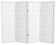 4' Tall Window Pane Shoji Screen, White, 4 Panels