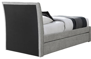 Myles Upholstered Trundle Bed, Gray, Twin, Chenille Fabric