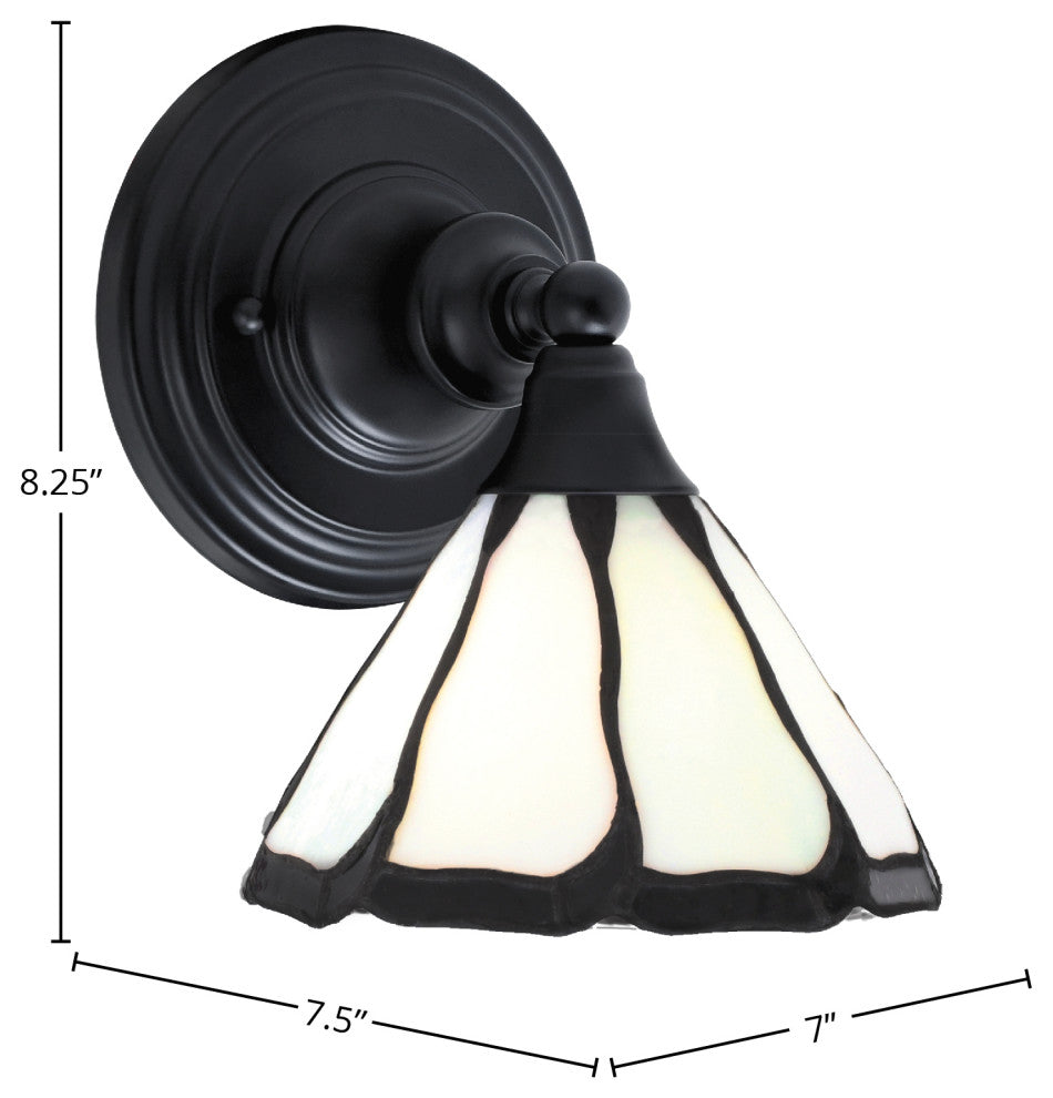 1-Light Wall Sconce, Matte Black/Pearl & Black Flair Art