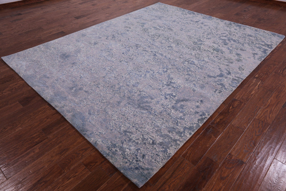 Abstract Wool and Silk Hand-Knotted Rug 7' 11" X 10' 1" Q9058