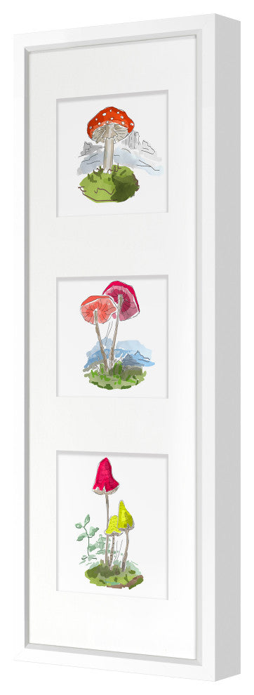 Mushroom Scene Fine Art Print, White, 36"x12"